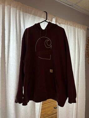 Carhartt Maroon Crewneck Hoodie with Logo